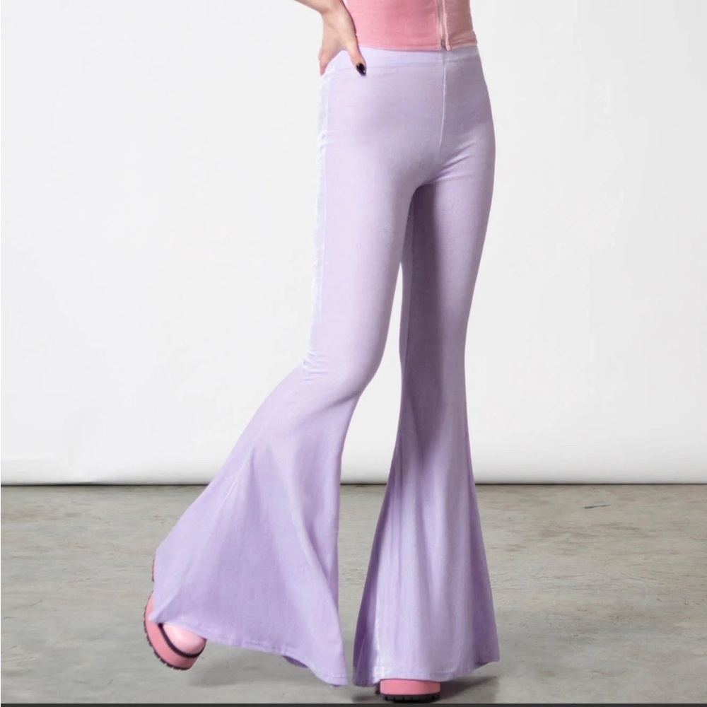 Killstar Pastel Lilac Moondance Bell Bottom Pants Size XL - Picture 2 of 10